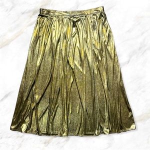 Vintage | Bayclub Shiny Gold Midi Skirt